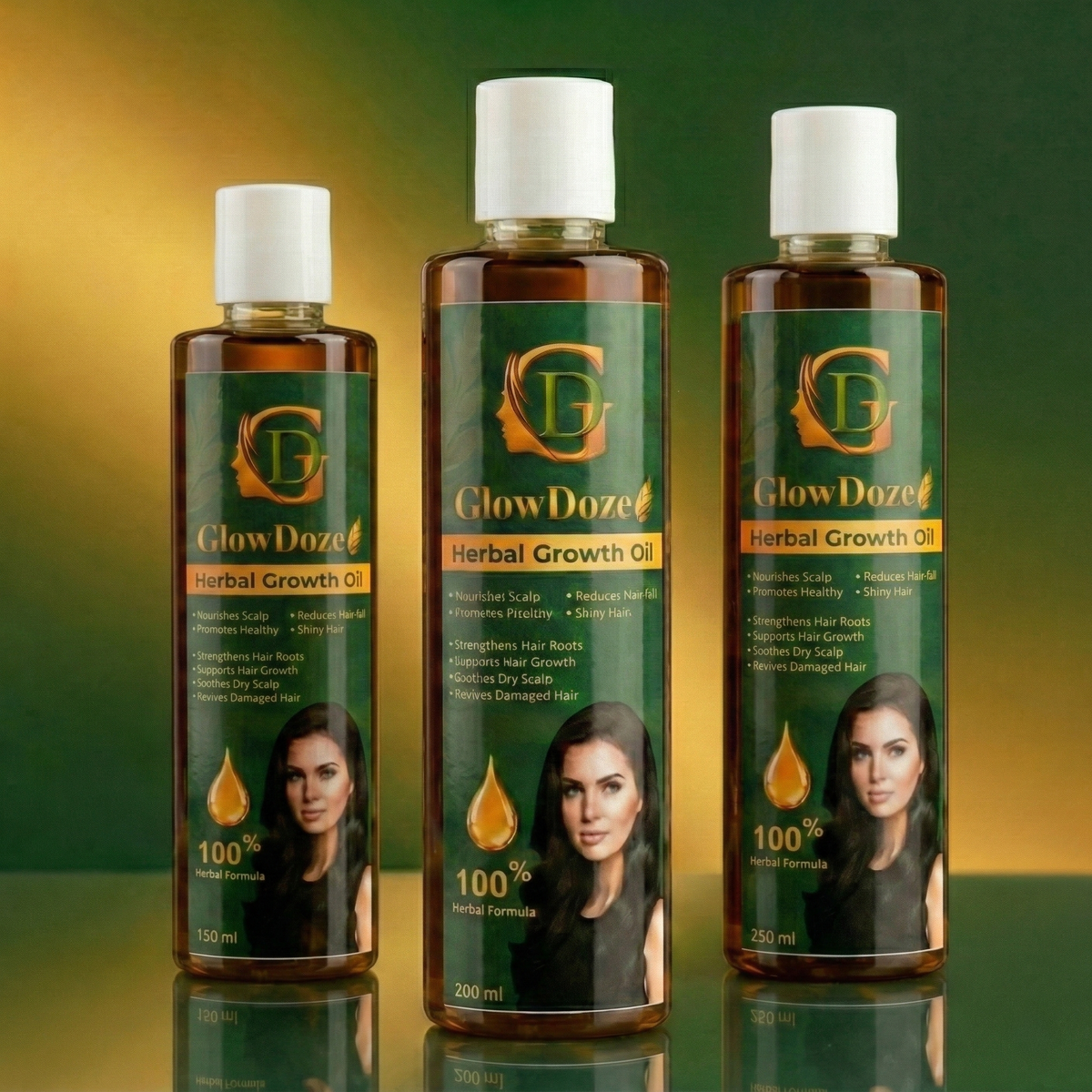 GlowDoze Herbal Growth Oil | 100% Natural Scalp & Hair Revitalizer | 150ml - 200ml - 250ml