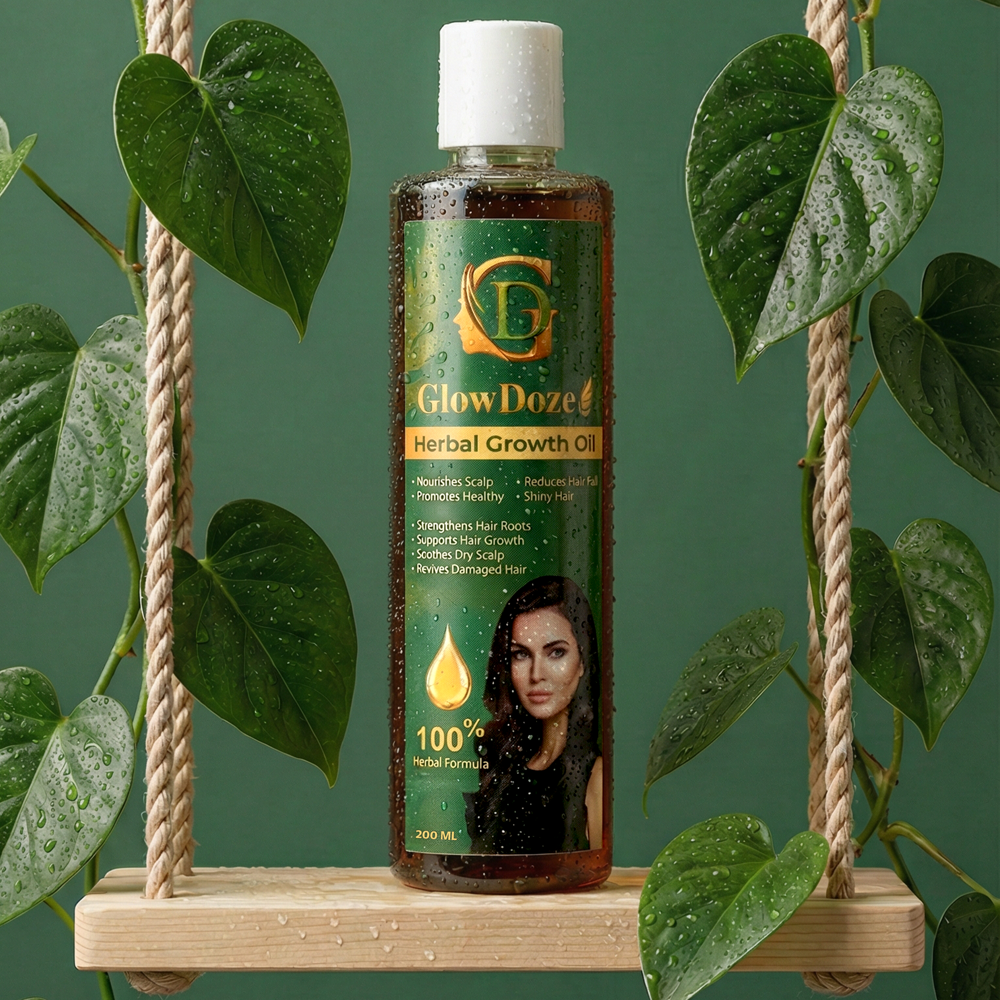 GlowDoze Herbal Hair Growth Oil - 200ml | Daily Nourishing Serum for Length & Volume