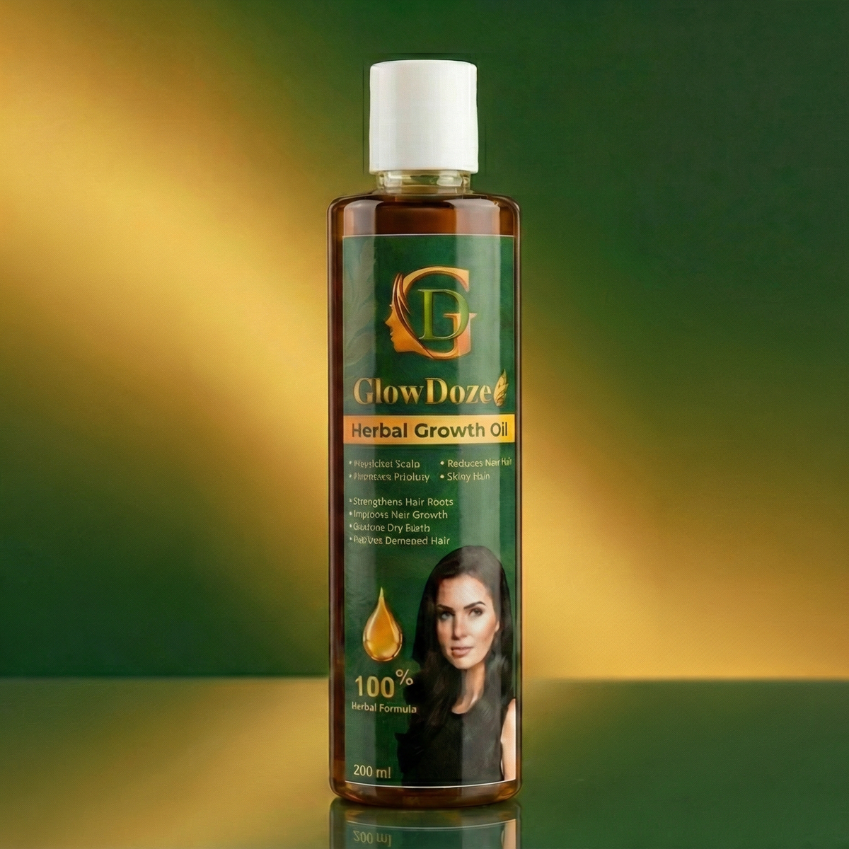 GlowDoze Herbal Hair Growth Oil - 200ml | Daily Nourishing Serum for Length & Volume